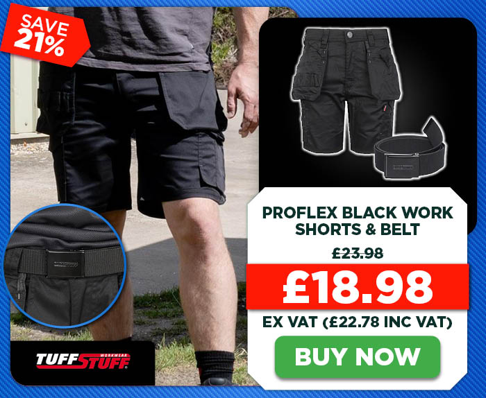 TuffStuff Proflex Black Work Shorts & Belt
