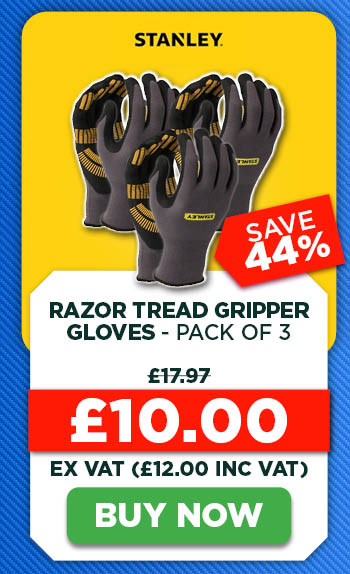 Stanley Razor Tread Gripper Gloves - Pack of 3