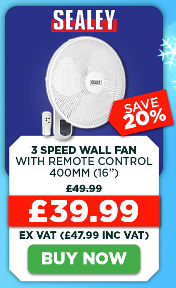 Sealey 3 Speed Wall Fan with Remote Control 400mm (16'')
