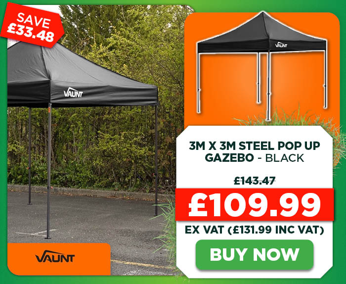 Vaunt 3m x 3m Steel Pop Up Gazebo - Black