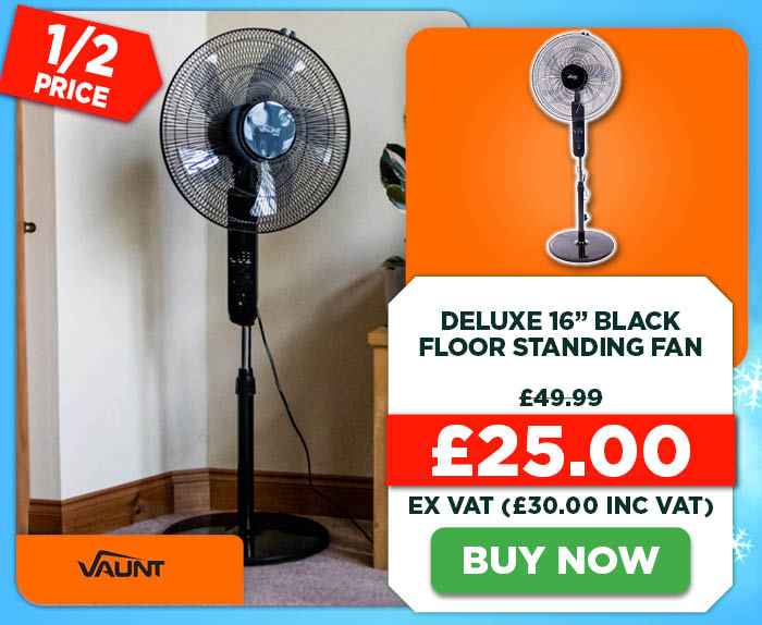 Vaunt Home Deluxe 16" Black Floor Standing Fan