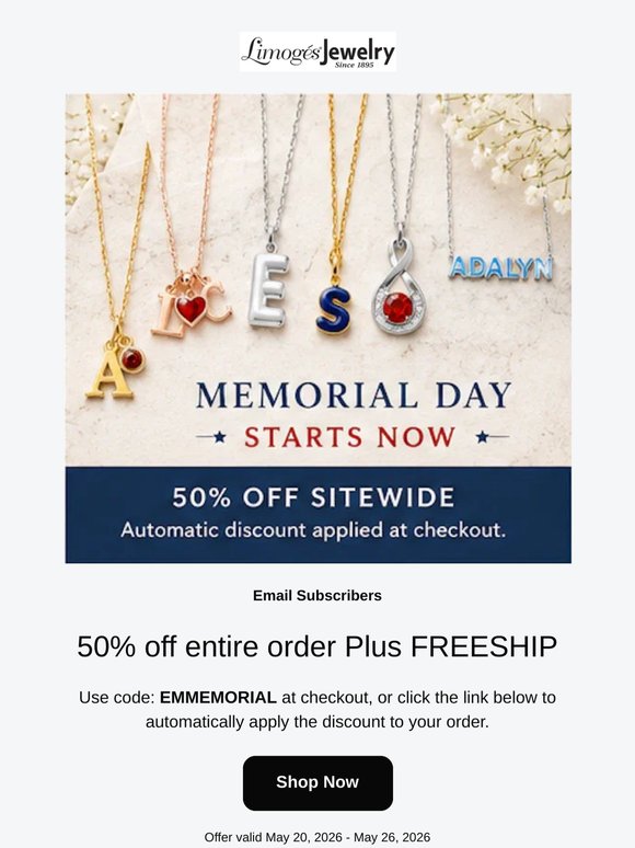 Site Wide Savings All Weekend Long