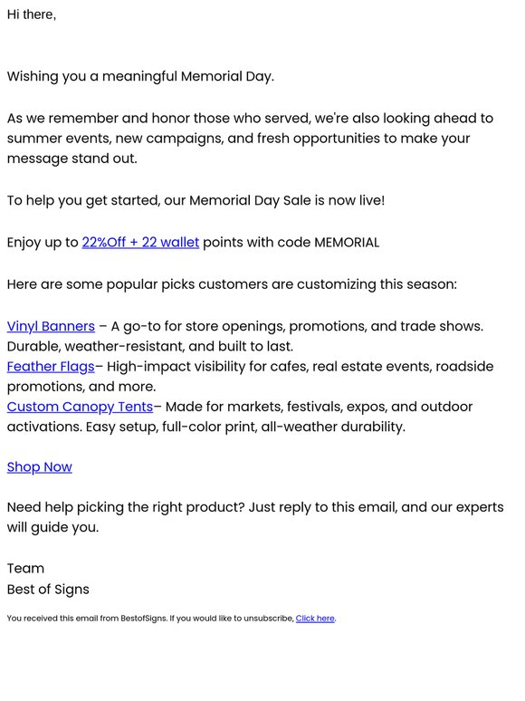 Hi there, We Saved the Best for You This Memorial Day