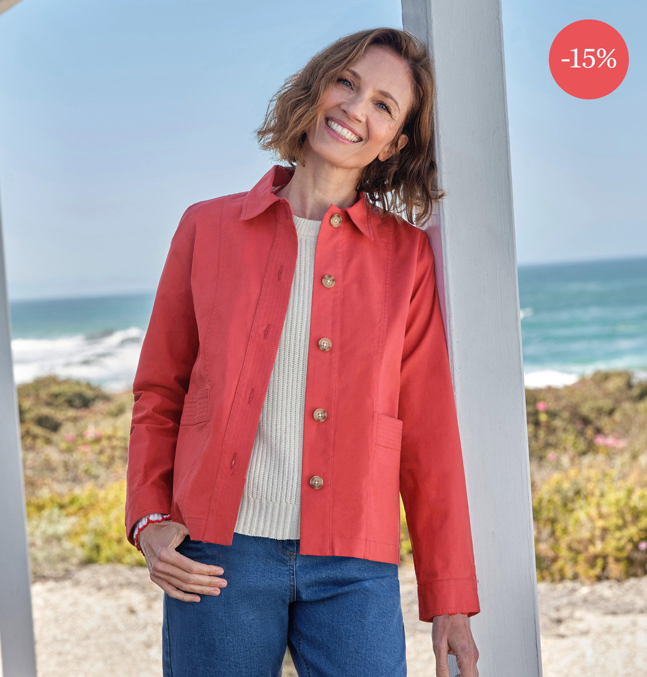 Veste en coton à poches cousues