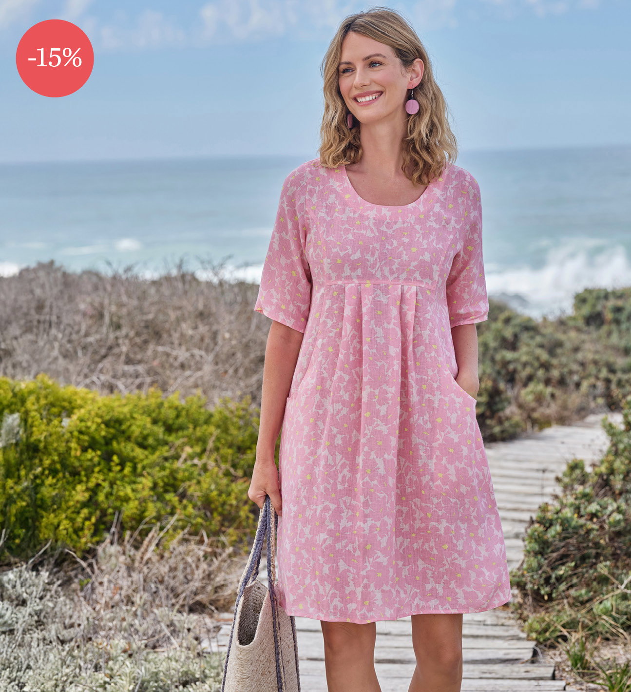 Robe-Tunique à poches - Femme - Pur Lin