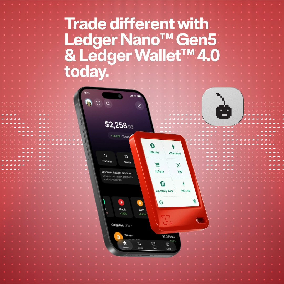 Ledger Nano Gen5 in Cherry Red, Matcha Green, Glacier White, and Jet Black