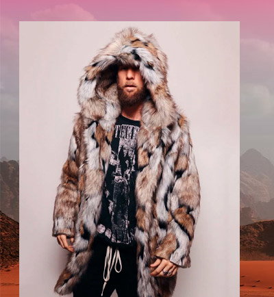 Hooded Men's Faux Fur Coat | Wolverine