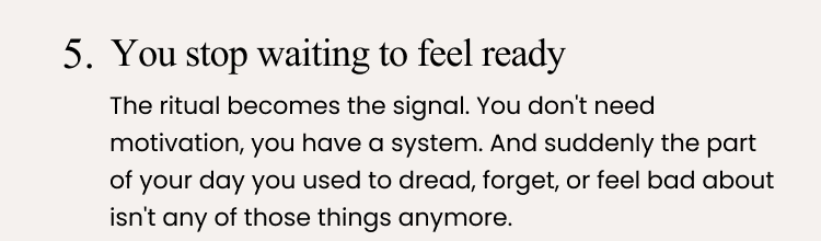 You stop waiting to feel ready