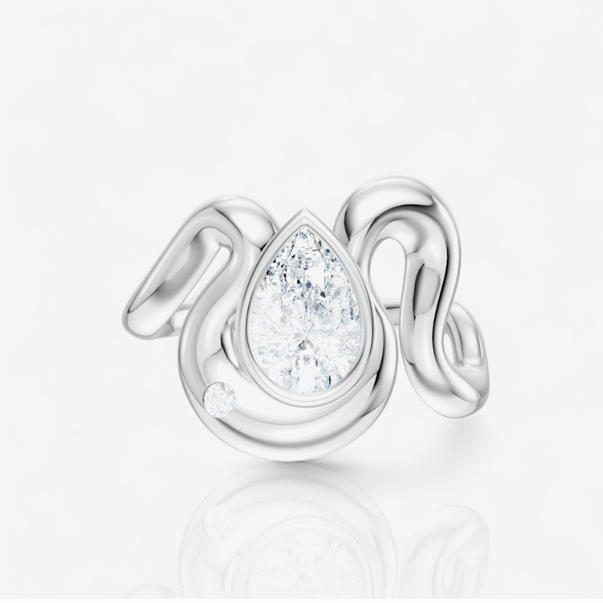 Pear shaped diamond fashion ring