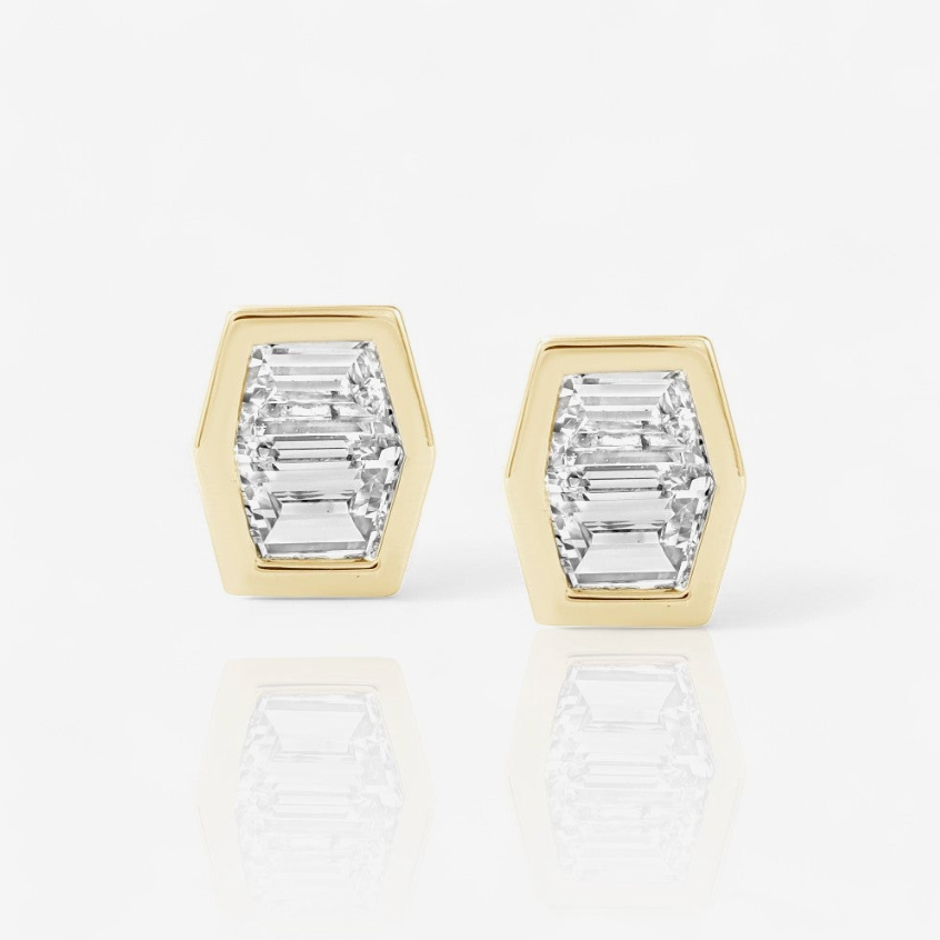 Bezel set trapezoid studs