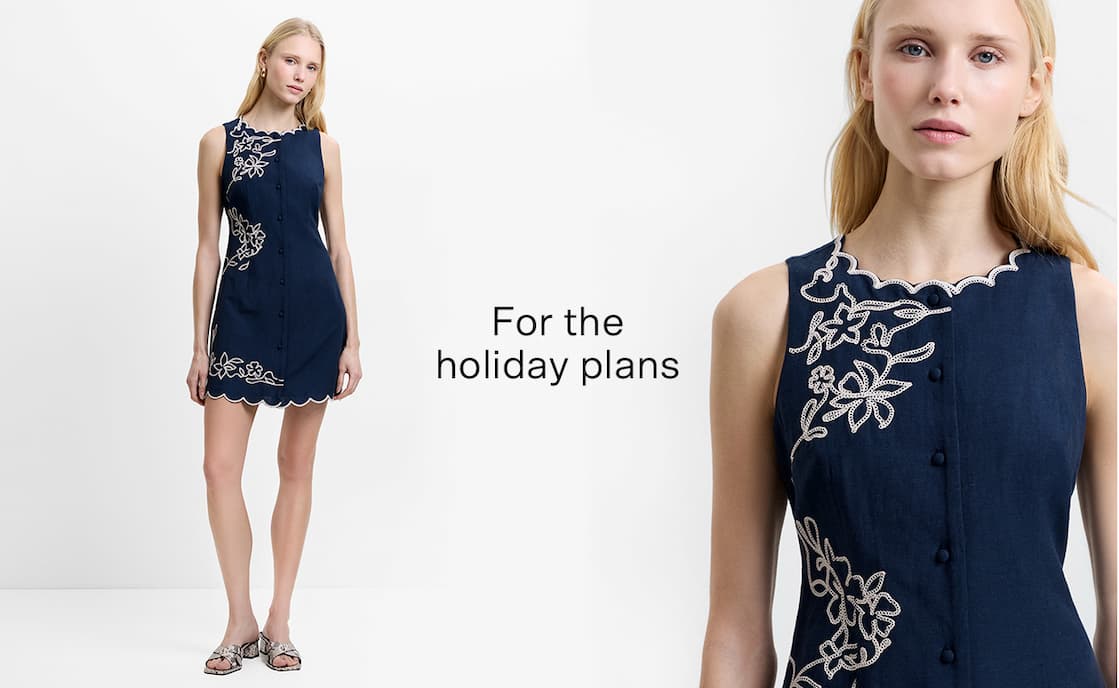 Calissa Floral Embroidered Navy Mini Dress