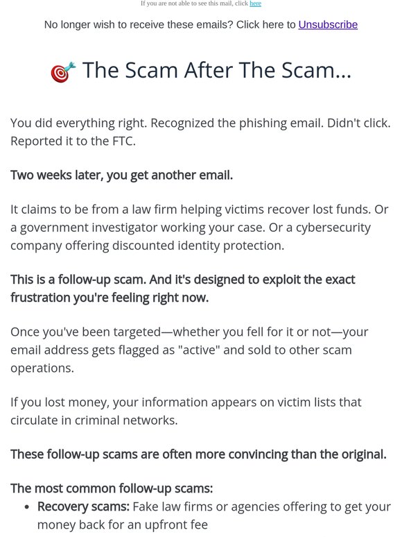 You reported the scam email. Now they're back.