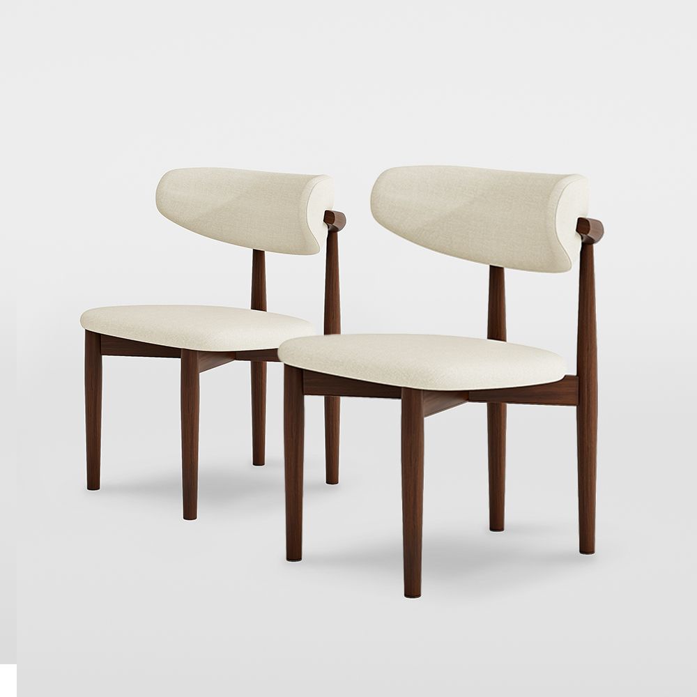 Image of Mid-Century Ash Dining Chair (Set Of 2), Breathable Burlap Seat, Full Assembly