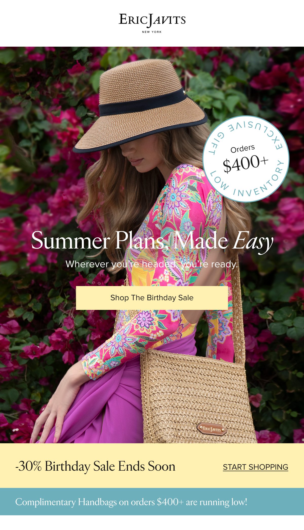 30% Birthday Sale ending soon! Complimentary Hanbags on orders $400+ running low! Shop Now