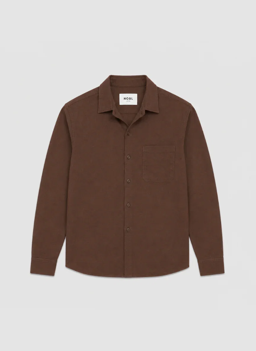 Image of Josh Long Sleeve Linen Shirt - Brown