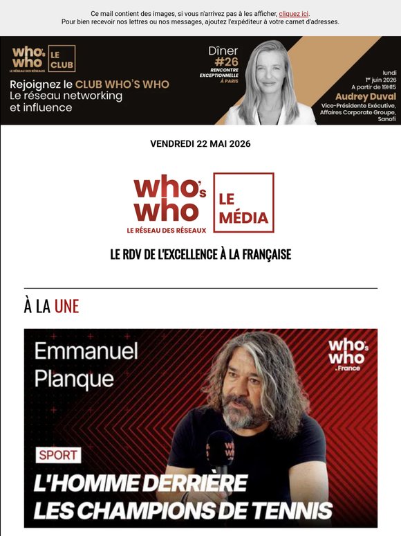 Aujourd'hui dans WHO'S WHO : Emmanuel Planque, George Clooney, Le projet Louvre Nouvelle Renaissance ...