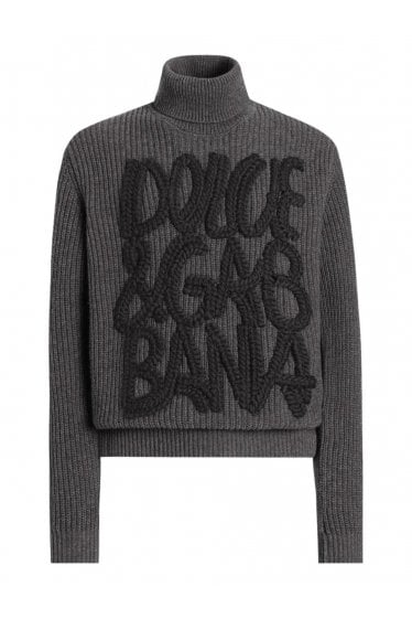 Turtle Neck Logo Sweater Grey