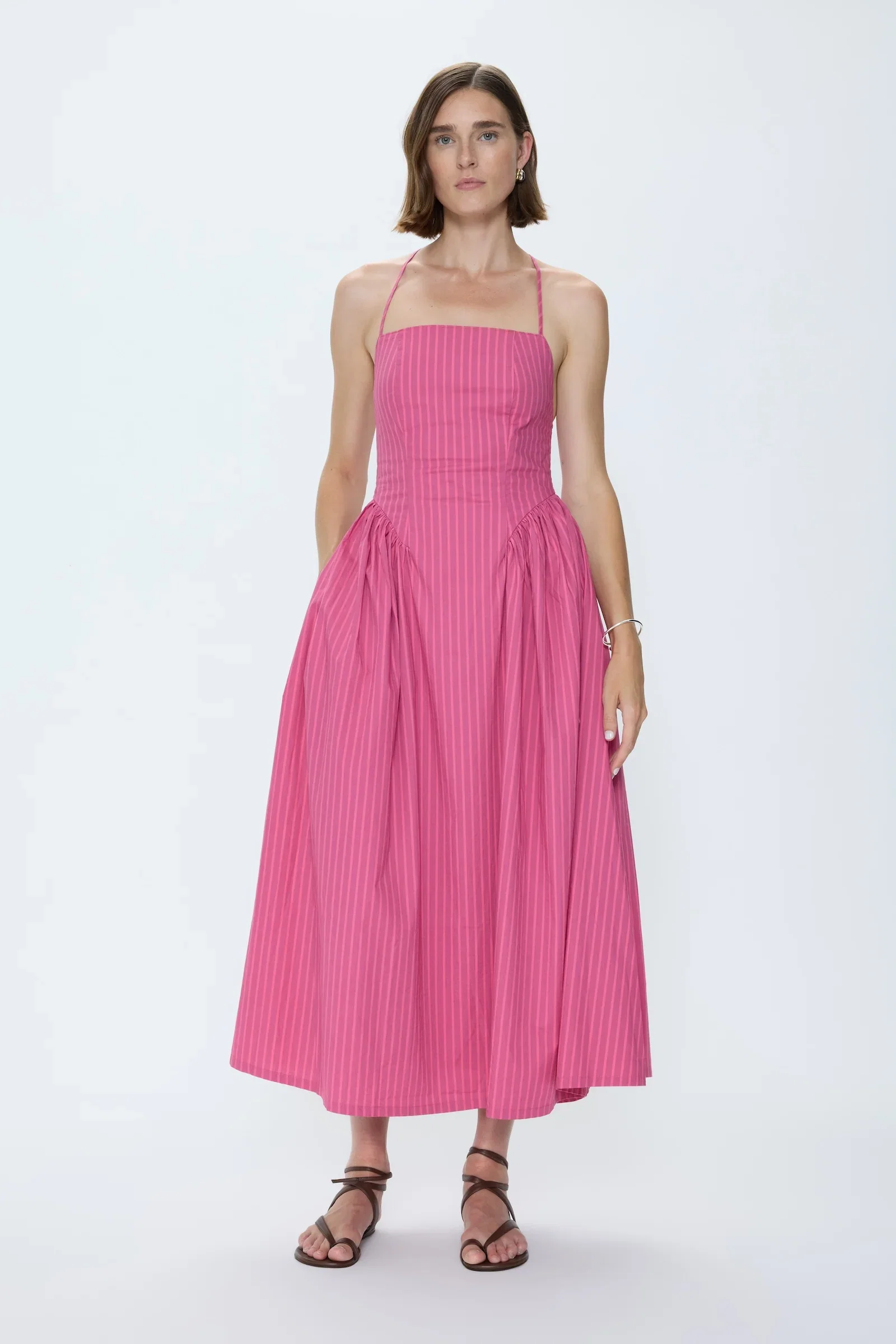 Image of Sadee Open Back Dress - Magenta Stripe