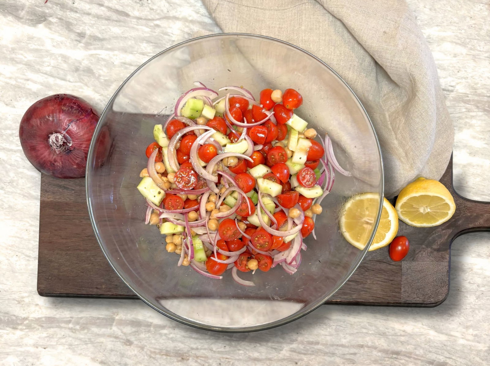 Fiber-Rich Mediterranean Chickpea Salad with Zesty Italian Dressing