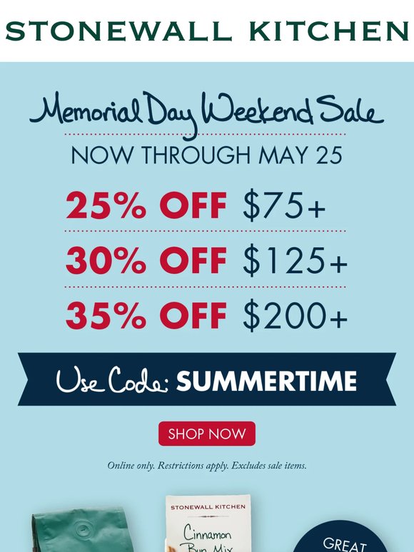 Up to 35% OFF Starts Now! Shop Our BEST Memorial Day Weekend Sale Yet