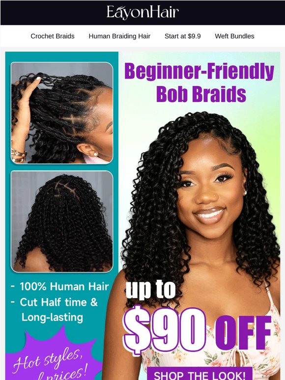 Too Busy to Style? These Bob Braids Got You - save up to $90 OFF 😍
