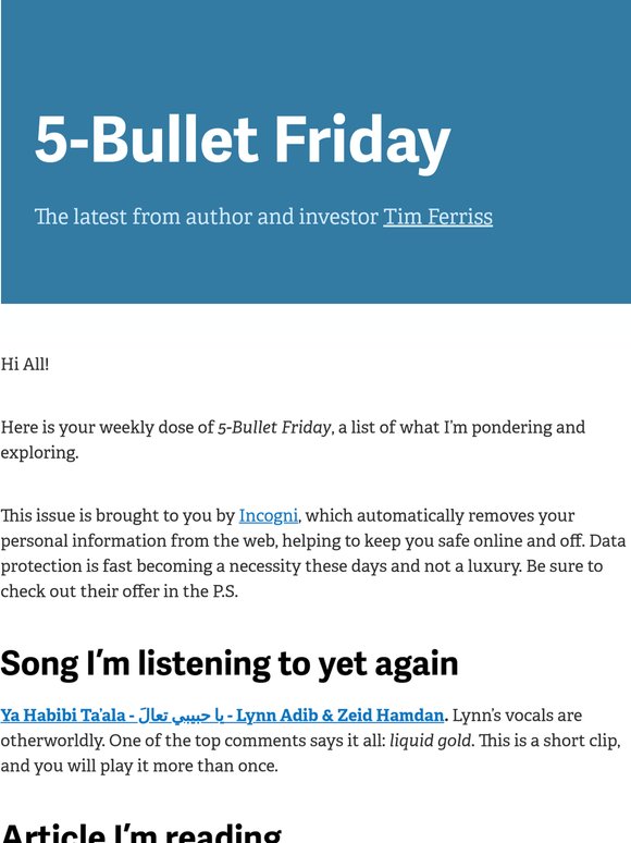 5-Bullet Friday — Riding the Leopard, Summer Shirts, Easy Broth, and More