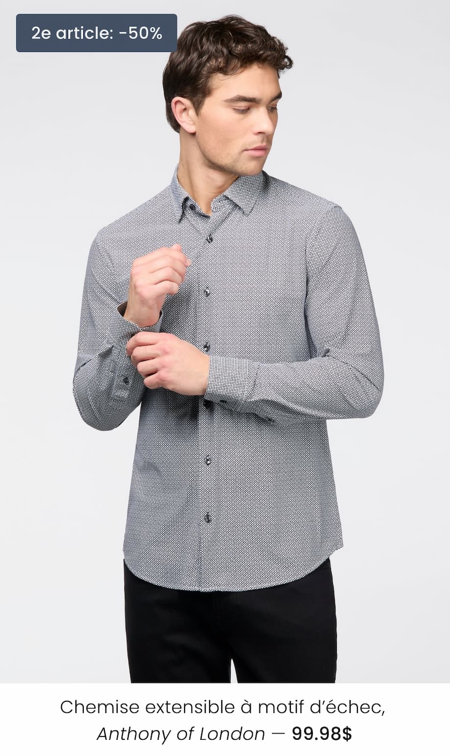 Chemise extensible à motif d'échec