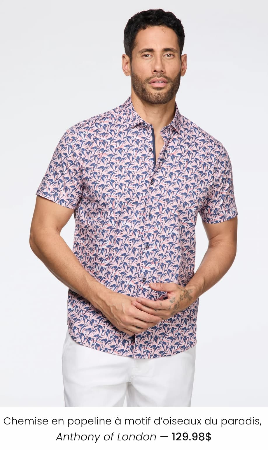 Chemise en popeline à motif d'oiseaux du paradis
