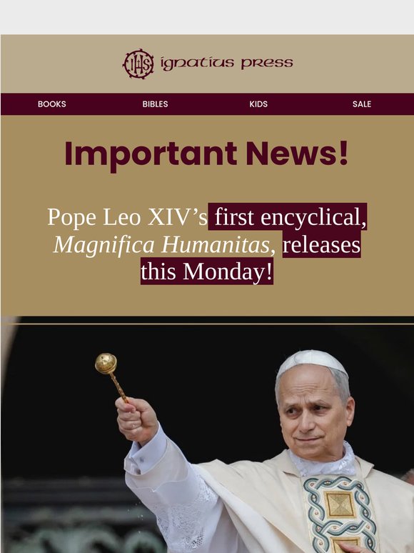 Announcement: Pope Leo's First Encyclical Releases this Monday