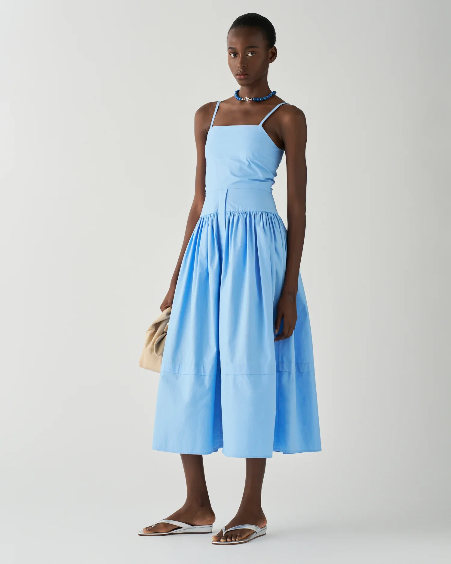 Image of Issy Dress Cotton Poplin Blue