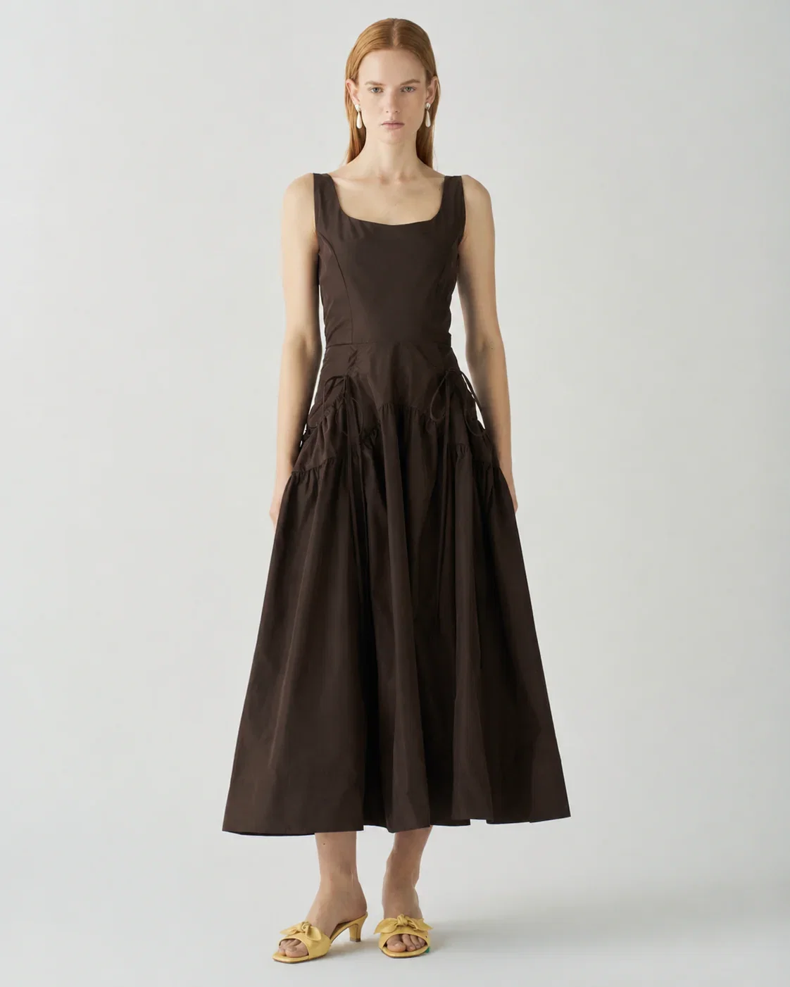Image of Erica Dress Taffeta Chocolate