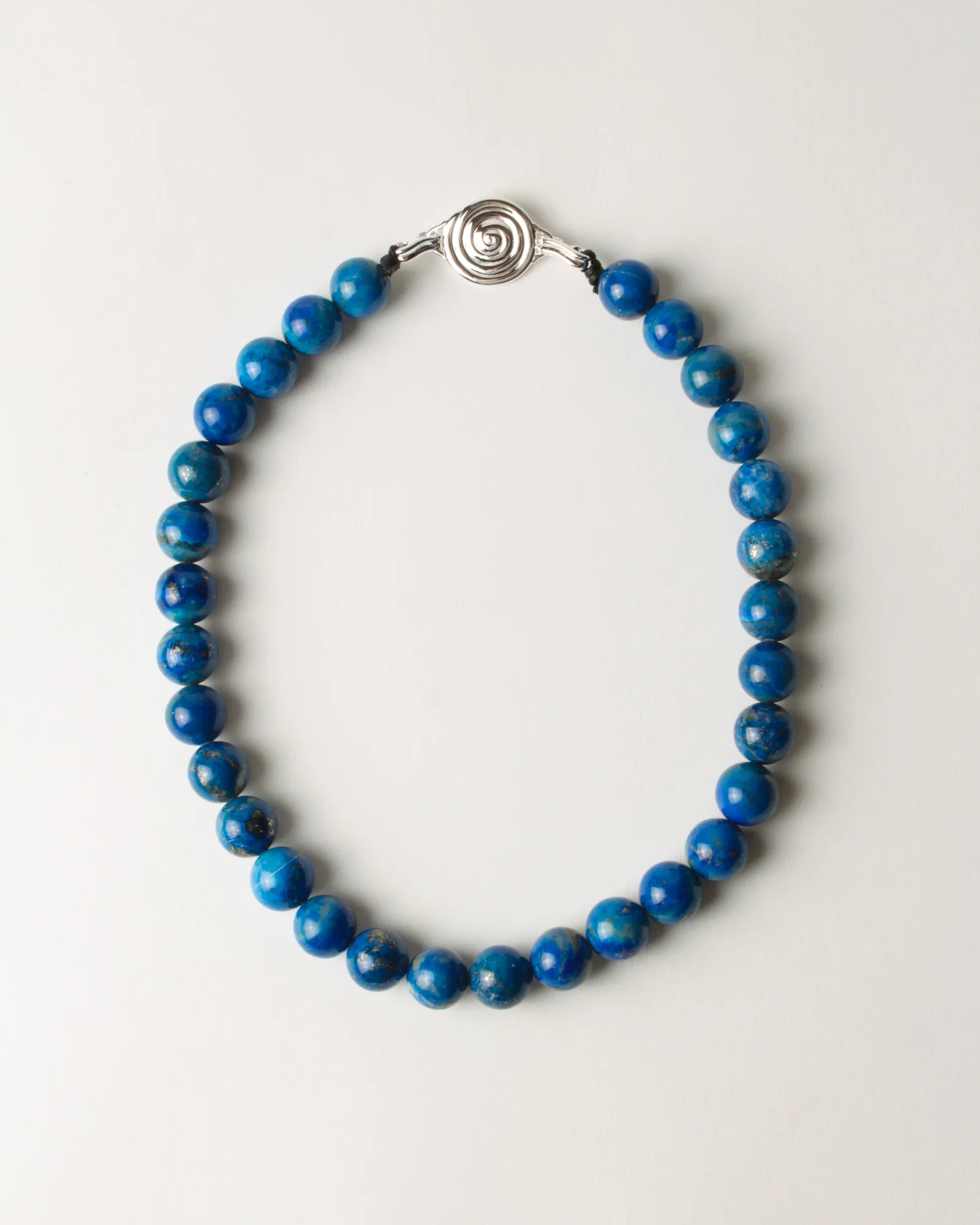 Image of Beaded Swirl Necklace Silver Plated with Lapis