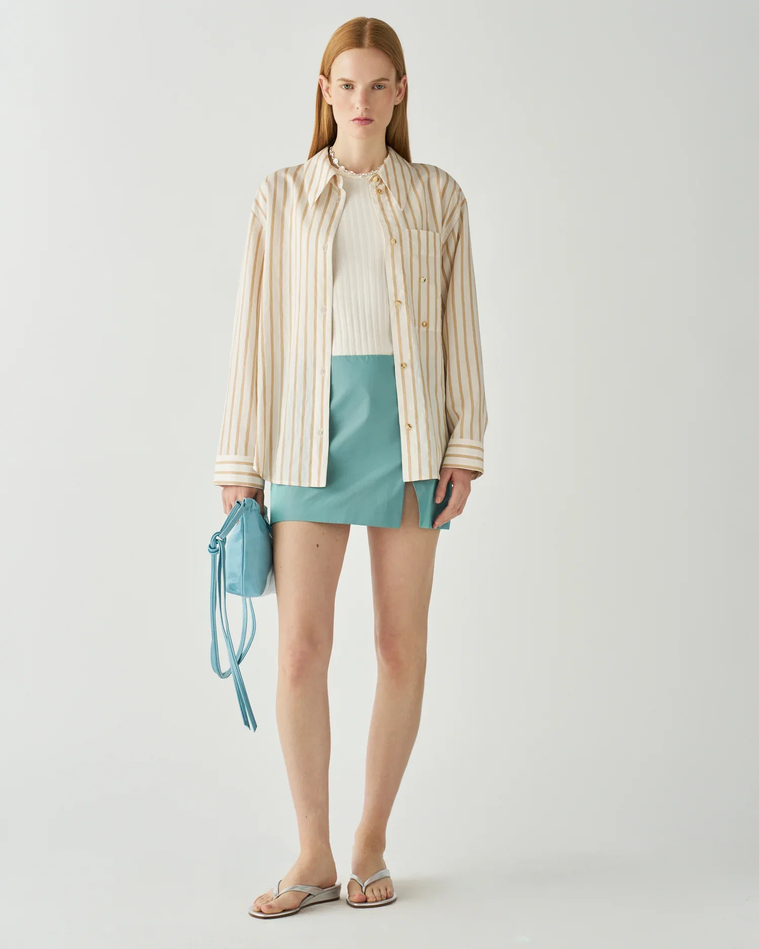 Image of Ellis Shirt Viscose Blend Stripe Yellow