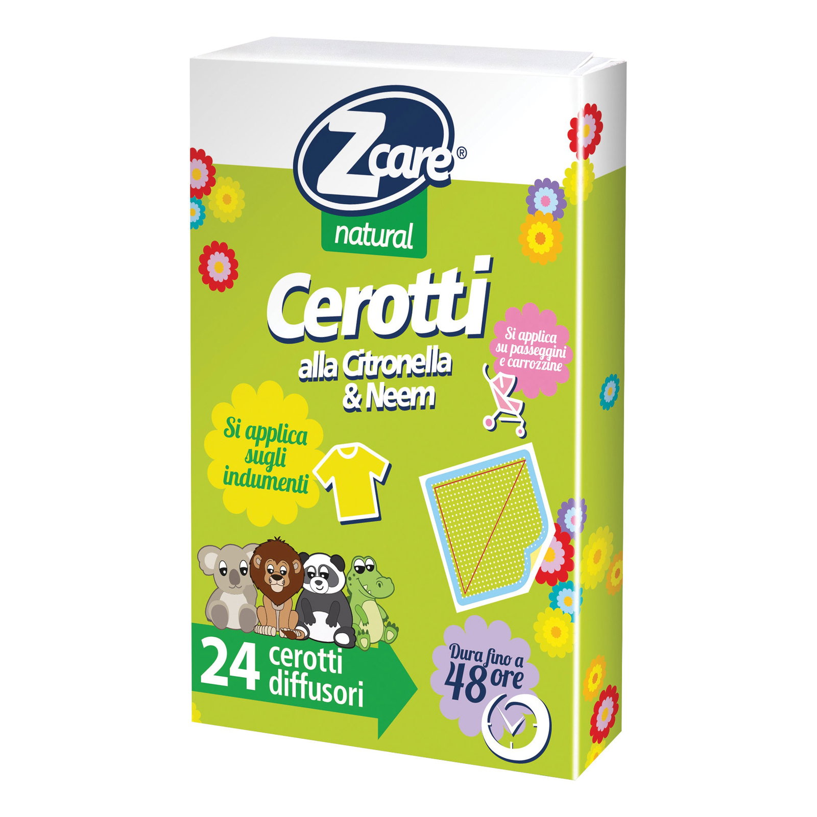 Zcare Natural | Cerotti Antizanzare Neem e Citronella | 24 Pezzi