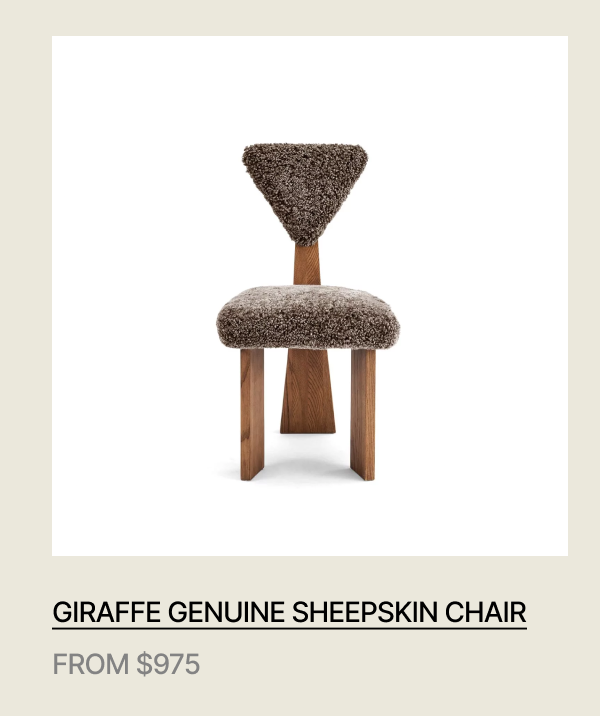 Giraffe Genuine Sheepskin Upholstered Wood Dining Chair with Three Legs