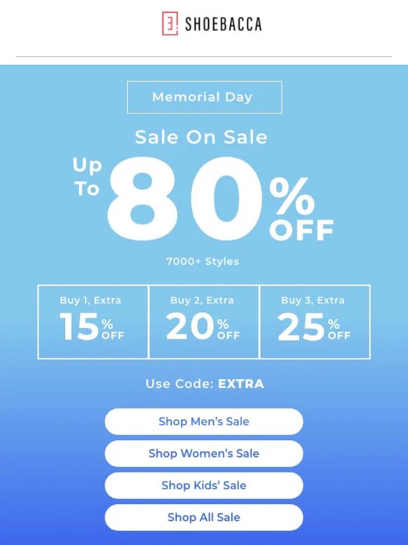 Up to 80% Off for a limited time with Memorial Day Sale on Sale!