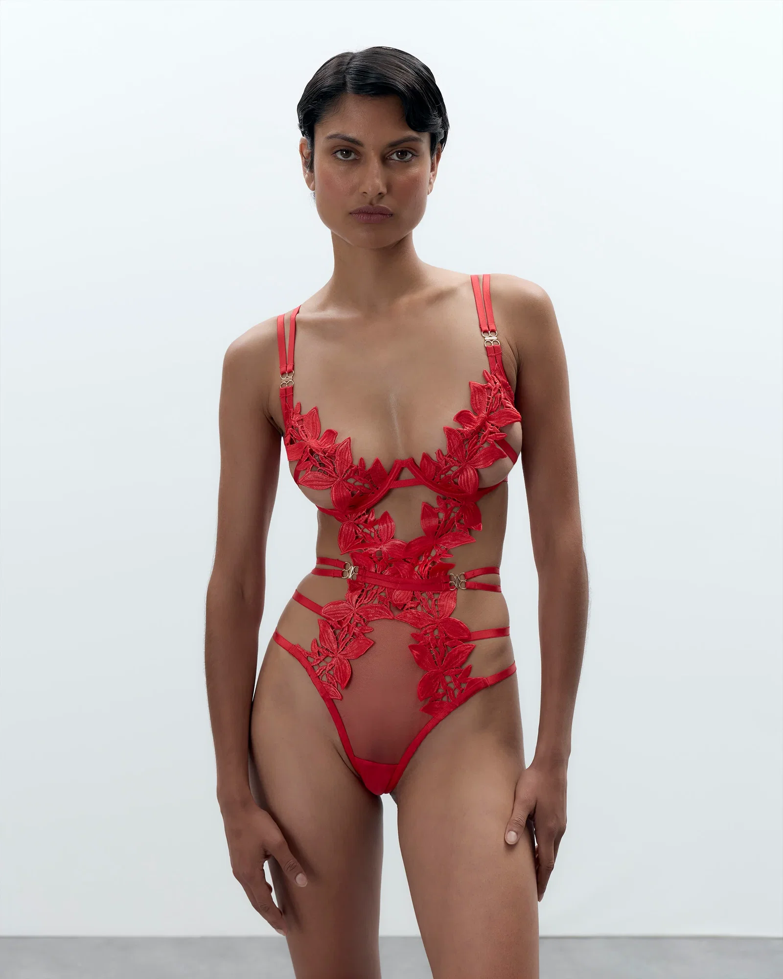 Image of Ophelia Open Bodysuit Red