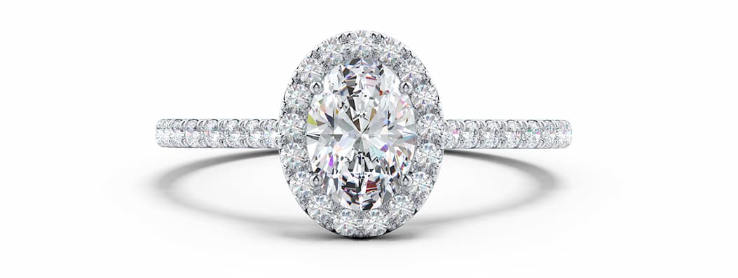 Lab Diamond Halo Engagement Ring With Accents