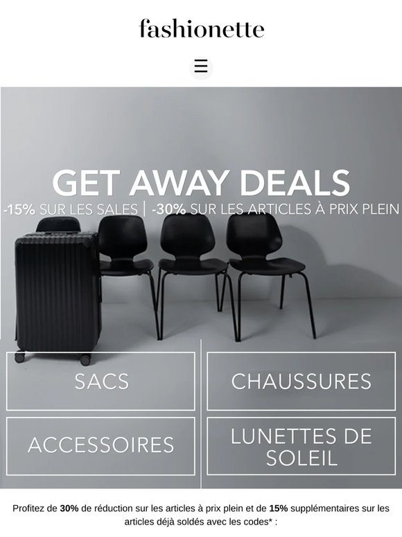 Profite de 30 % de réduction sur les articles à prix normal et de 15 % sur les articles en solde