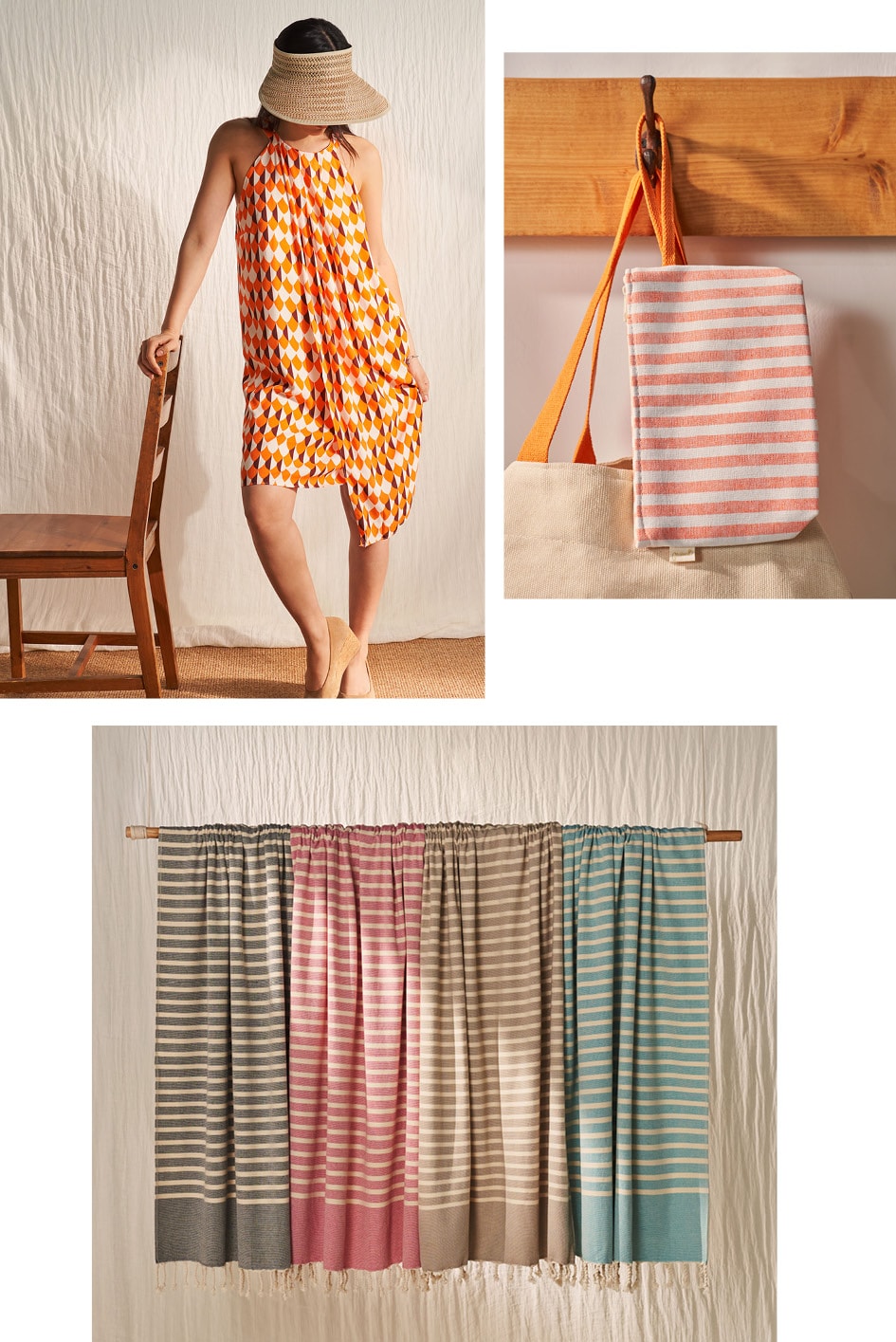Vestidos ligeros y toallas en tonos frescos que invitan a disfrutar de sol, la playa y de ese verano que se vive sin prisas.