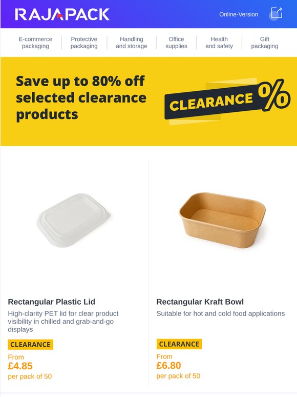 Clearance Sale: Boxes, Mailing Bags, Food Bowls...