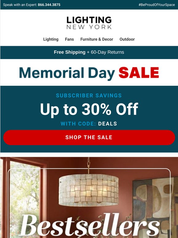 Memorial Day Sale 🎇 Save BIG on Our Most-Loved Lighting & More!