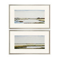 Marshlands 1433 Blue and Green and White and Brown Framed Art by Paragon