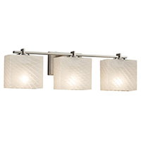 Fusion 3 Light 25.75 inch Brushed Nickel Vanity Light Wall Light in Rectangle, Incandescent, Weave Fusion by Justice Design