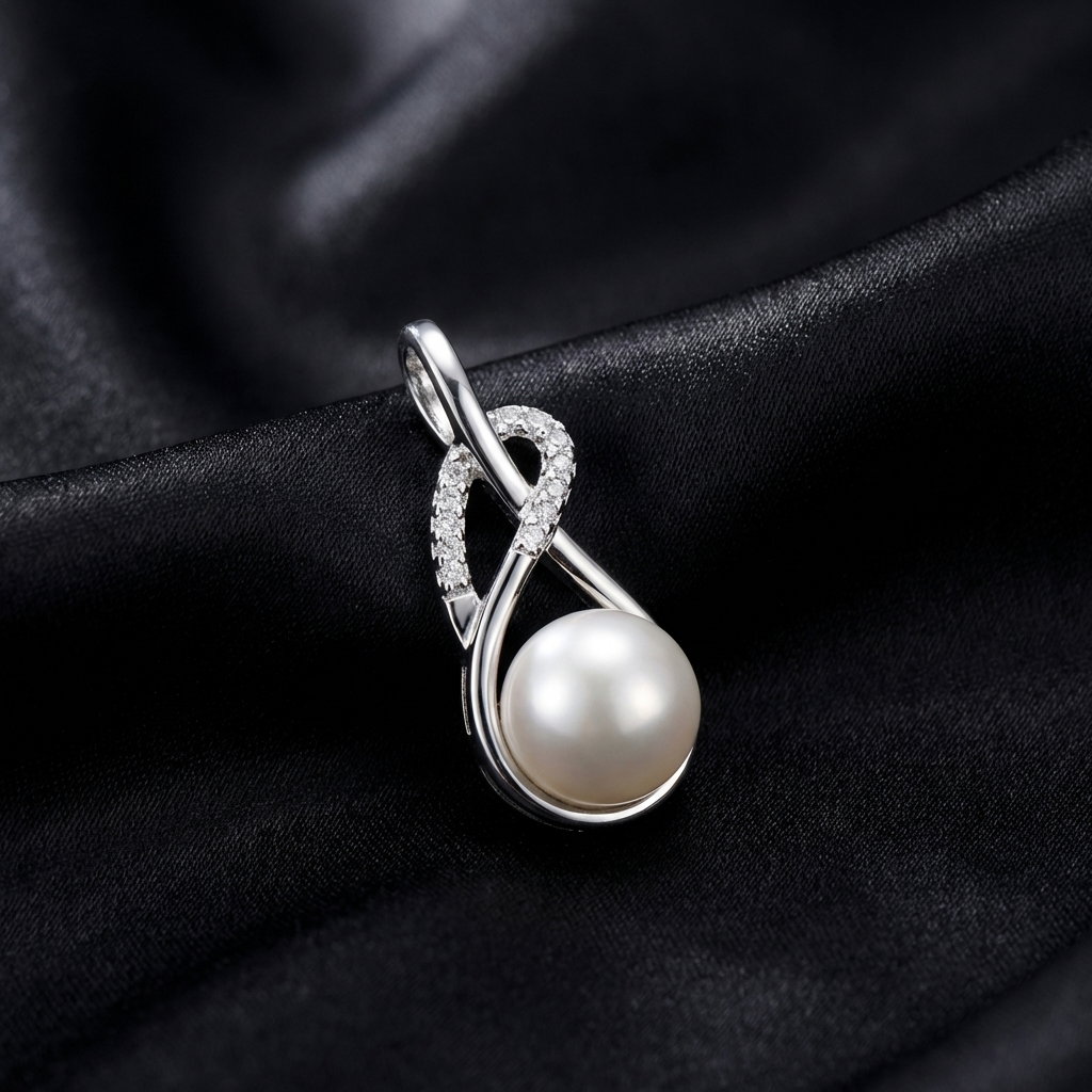 Pendentif Argent Perle de culture et Oxyde de zirconium