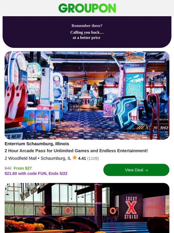 2 Hour Arcade Pass for Unlimited Games and Endless Entertainment! - Promo Code savings inside. Check it out.