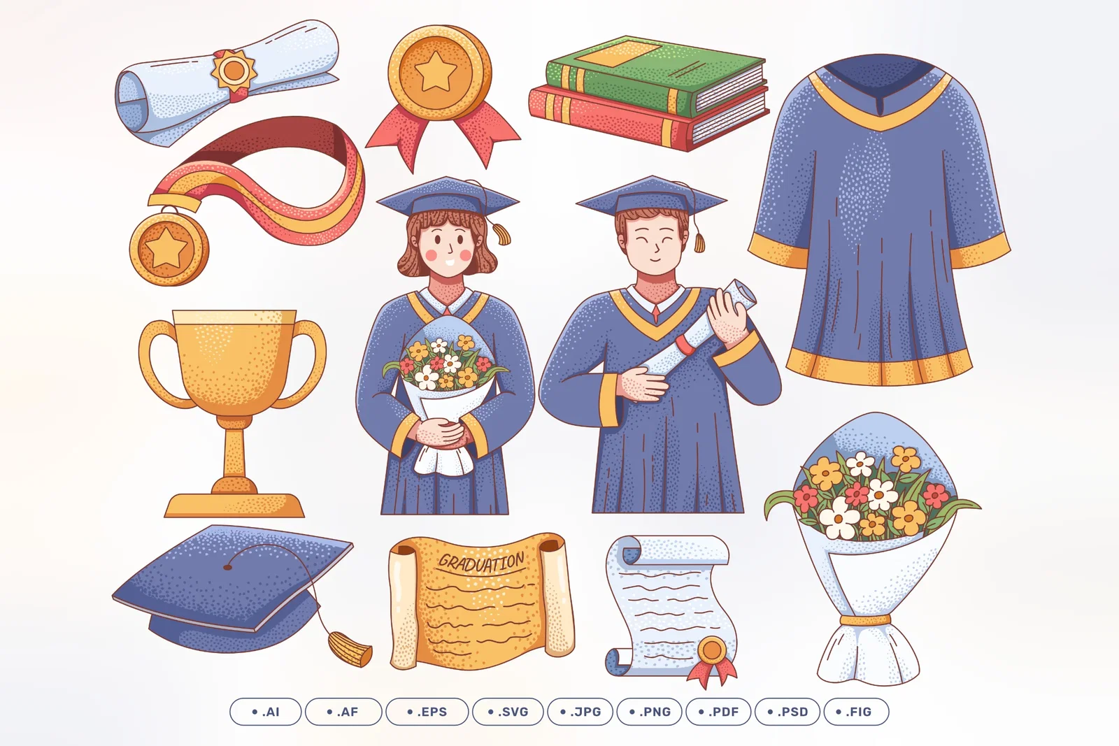 Graduation Cartoon Illustration