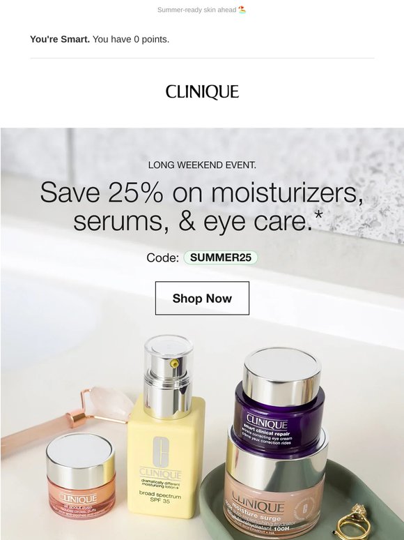 Ready to glow 🌟 25% off moisturizers, serums, & eye care.