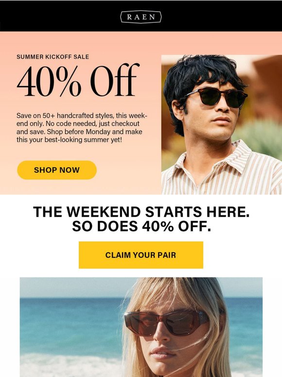 🔥 40% Off Handcrafted Frames, Upgrade Your Summer Shades