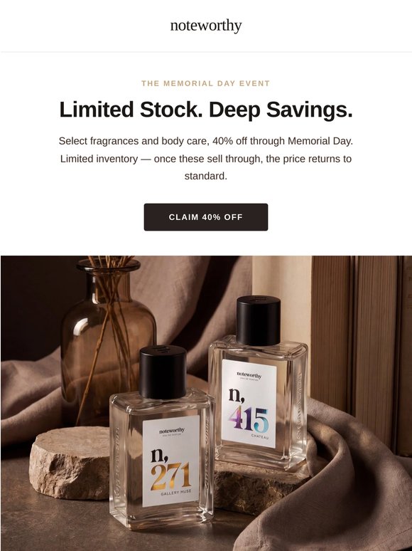 40% Off Through Memorial Day